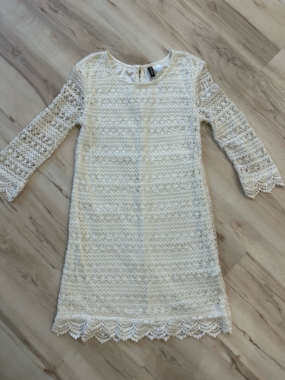 DIVIDED Brand Lace Shift Dress - Cream